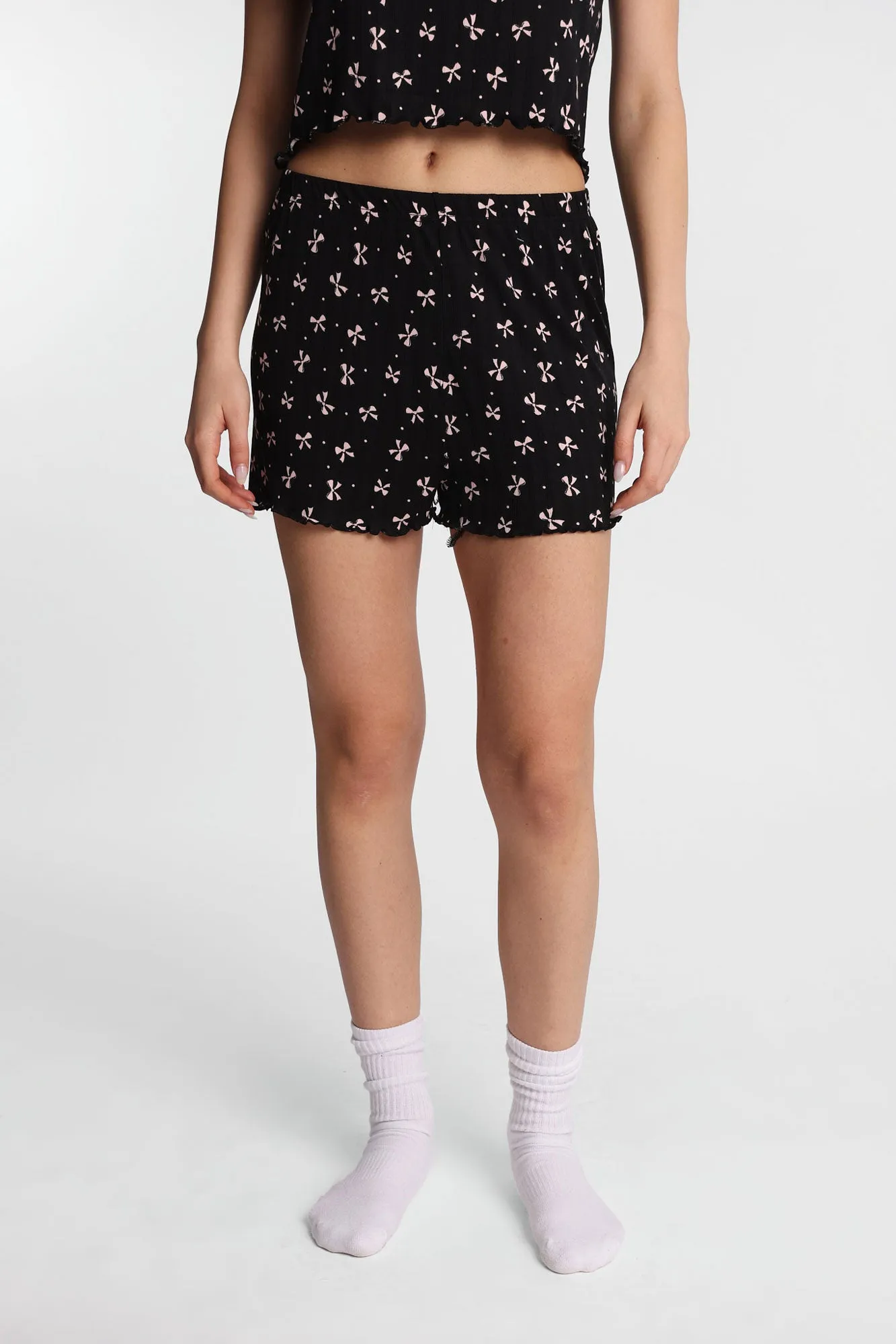 Graphic Pointelle Knit Pajama Tee & Shorts 2-Piece Set sold by Bluenotes product image thumbnail 5