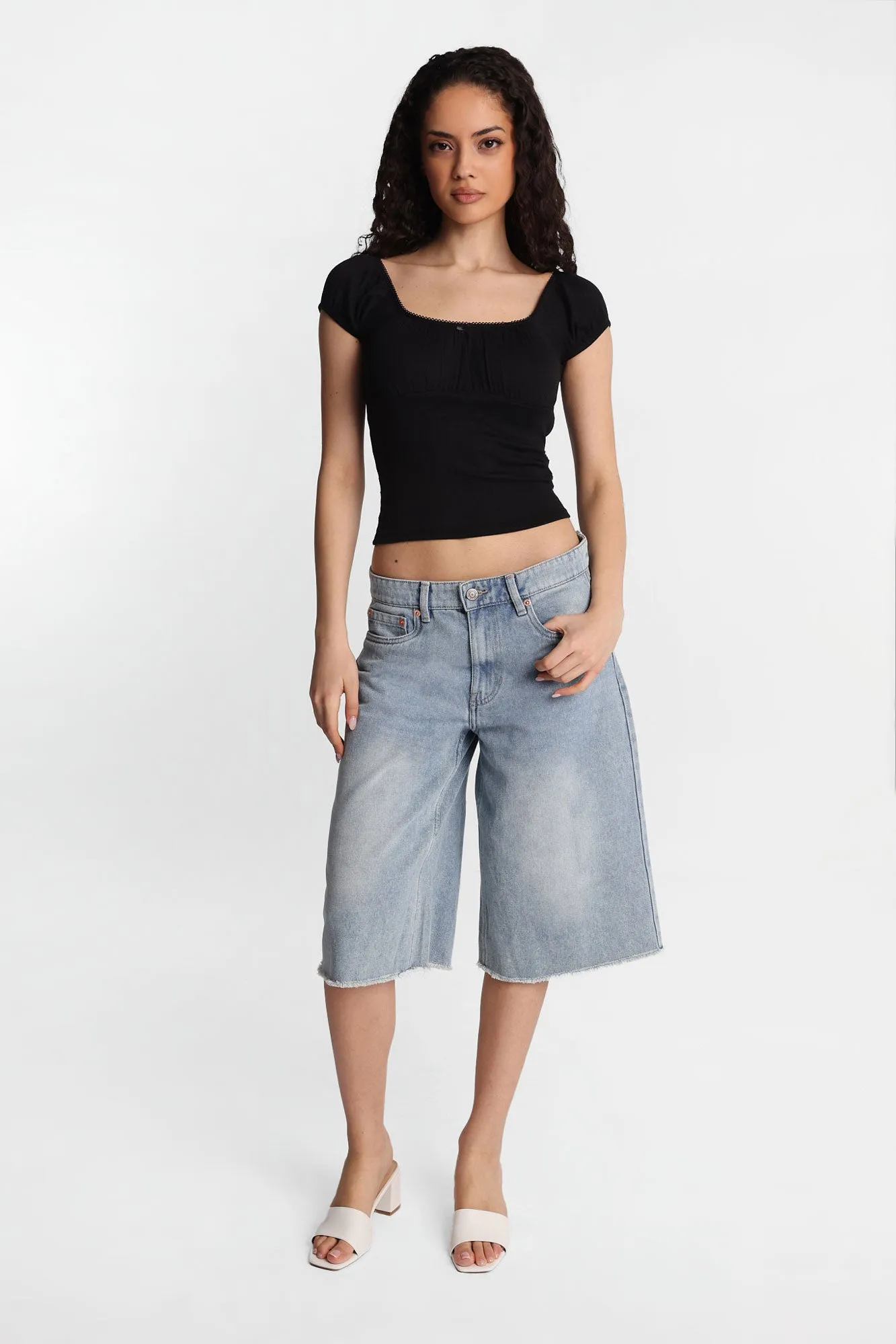AERO Pointelle Knit Puff Sleeve Top sold by Bluenotes product image thumbnail 5