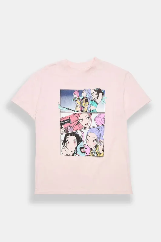 KPop Demon Hunters Huntr/x Panel Graphic Boyfriend Tee made by Bluenotes