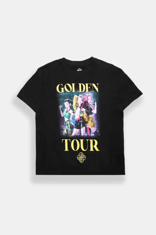 KPop Demon Hunters Huntr/x Golden Tour Graphic Boyfriend Tee made by Bluenotes