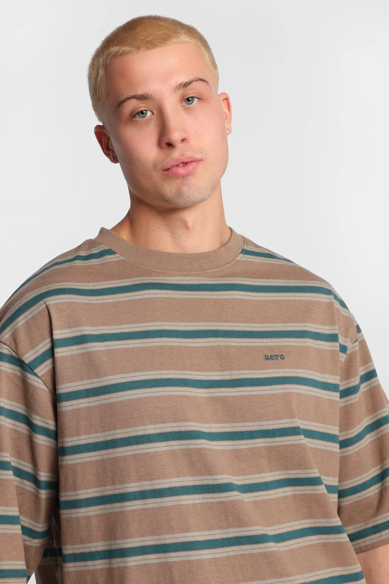 AERO Embroidered Striped Oversized Tee sold by Bluenotes product image thumbnail 2