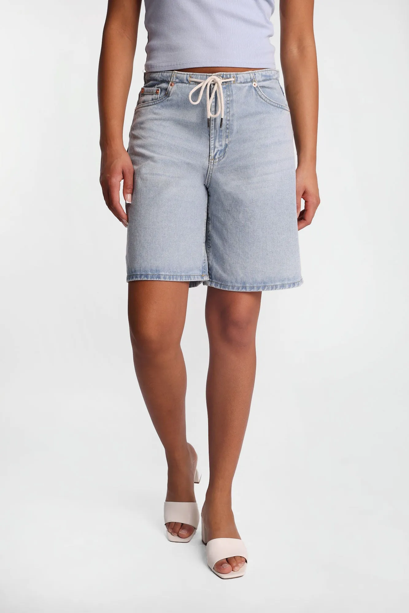 Mid Rise Shoelace Belt Jorts sold by Bluenotes