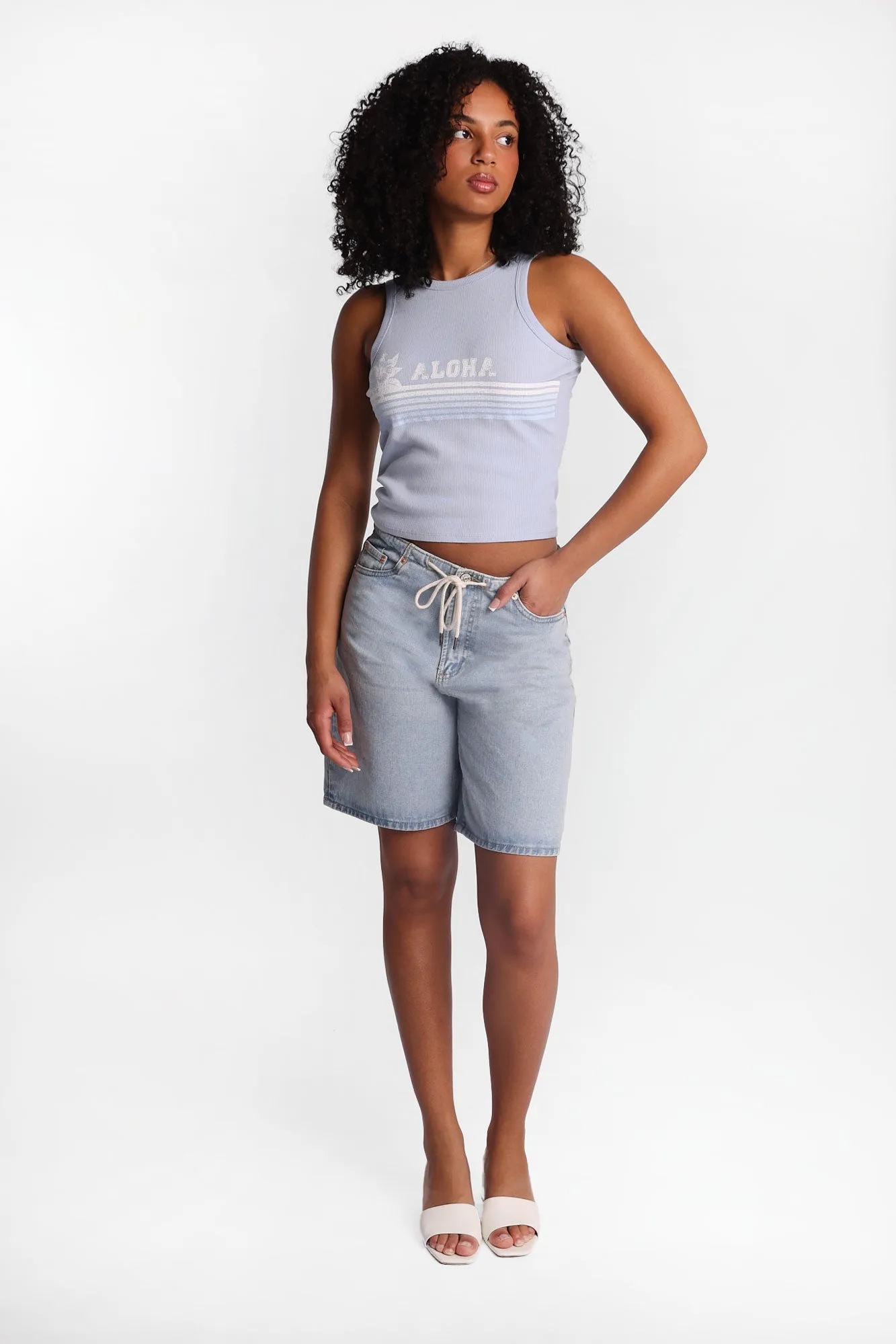 Mid Rise Shoelace Belt Jorts sold by Bluenotes product image thumbnail 4