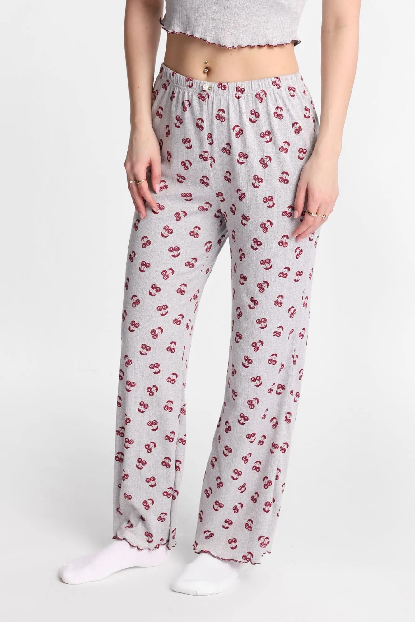 Graphic Pointelle Knit Pajama Tank Top & Pants 2-Piece Set sold by Bluenotes product image thumbnail 4