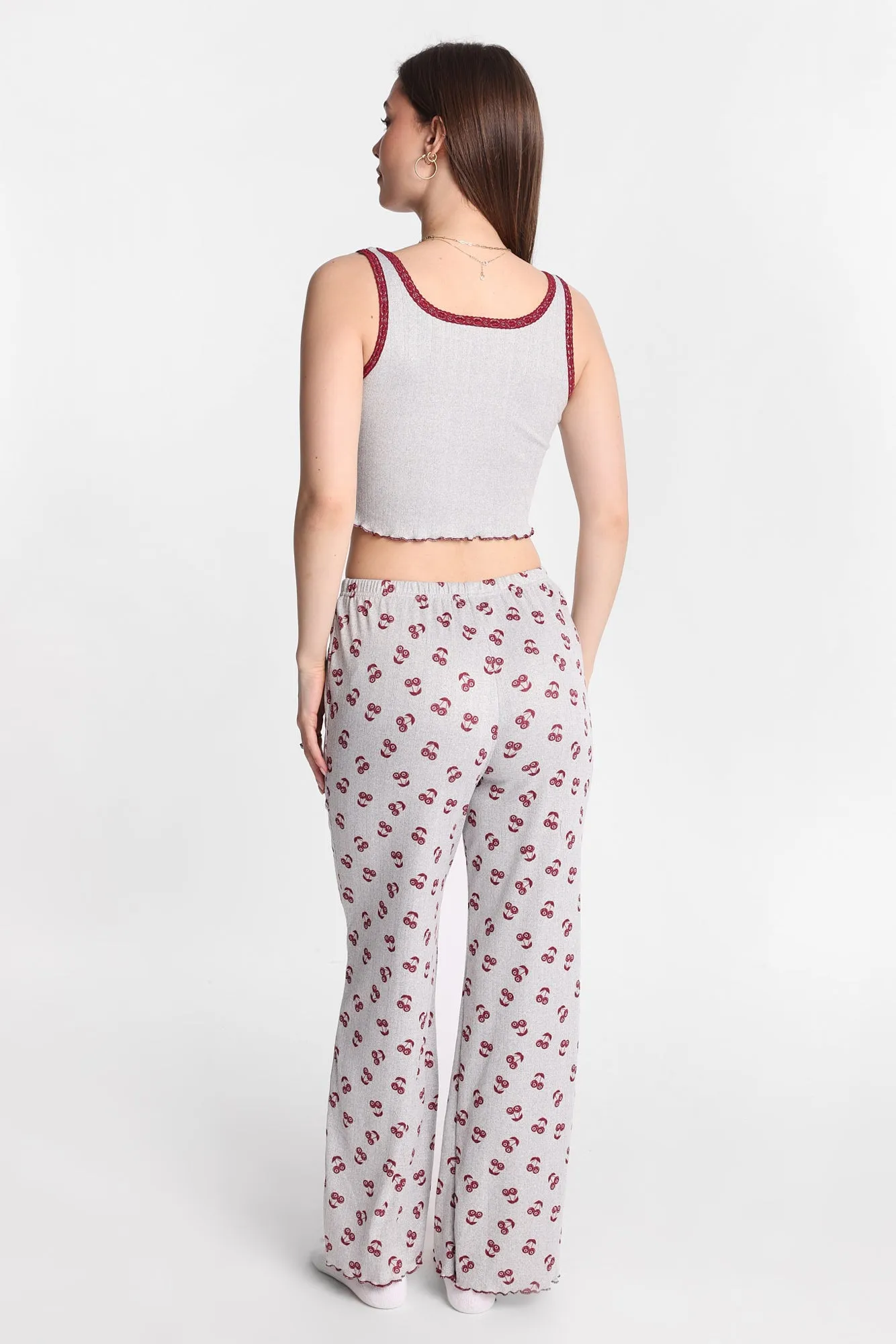 Graphic Pointelle Knit Pajama Tank Top & Pants 2-Piece Set sold by Bluenotes product image thumbnail 2