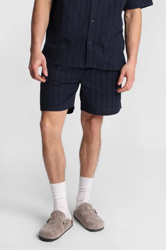 Textured Knit Lace Striped Knit Shorts made by Bluenotes