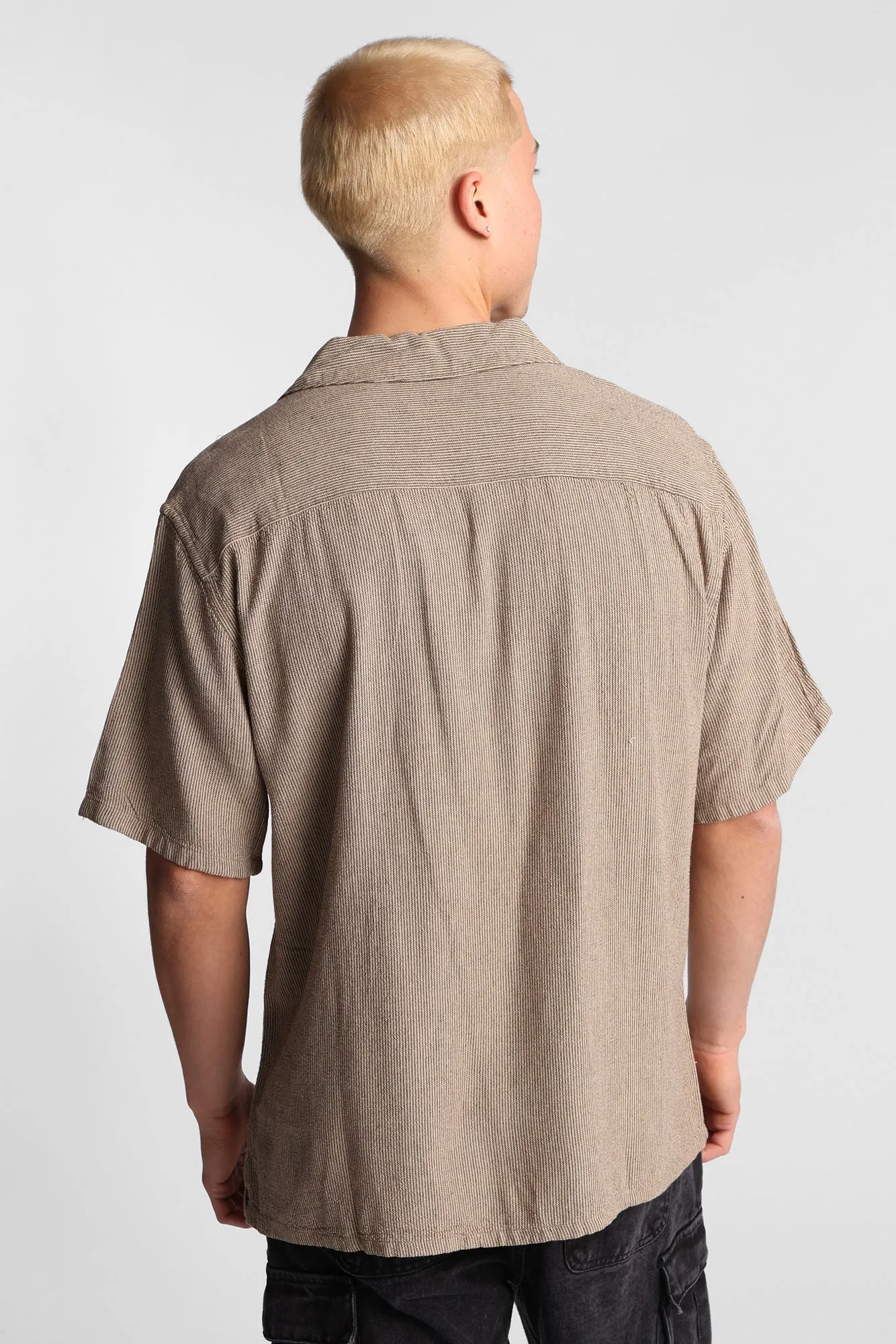 Linen-Blend Short Sleeve Button-Up Striped Shirt sold by Bluenotes product image thumbnail 4