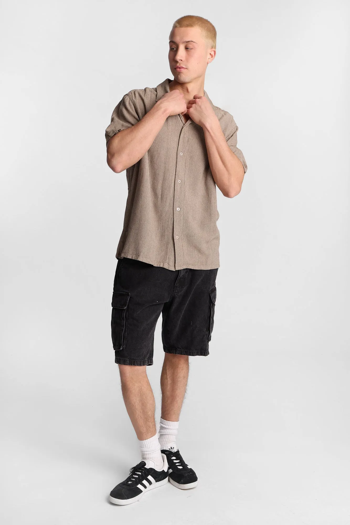 Linen-Blend Short Sleeve Button-Up Striped Shirt sold by Bluenotes product image thumbnail 5