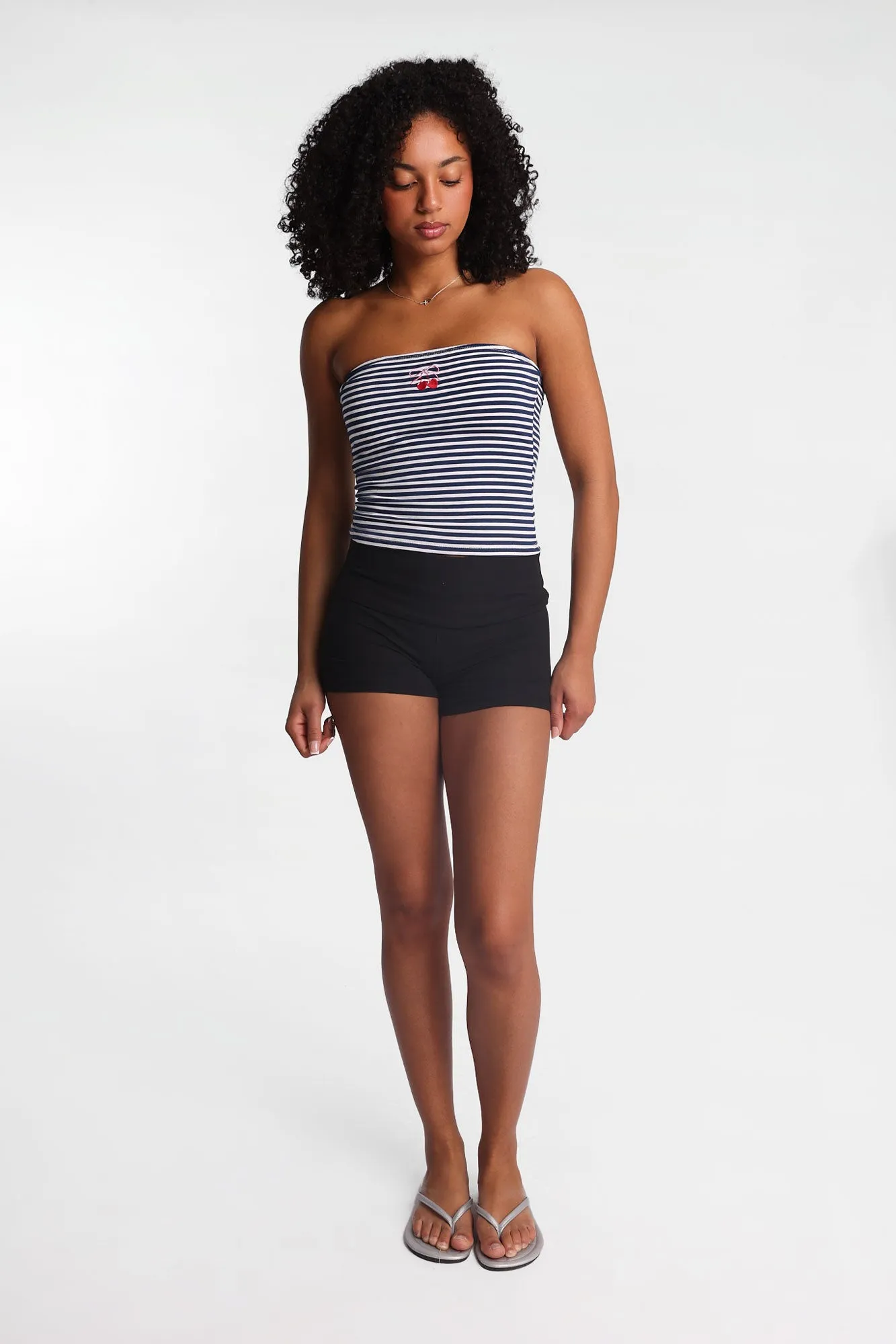 AERO Cherry & Bow Embroidered Graphic Striped Tube Top sold by Bluenotes product image thumbnail 4