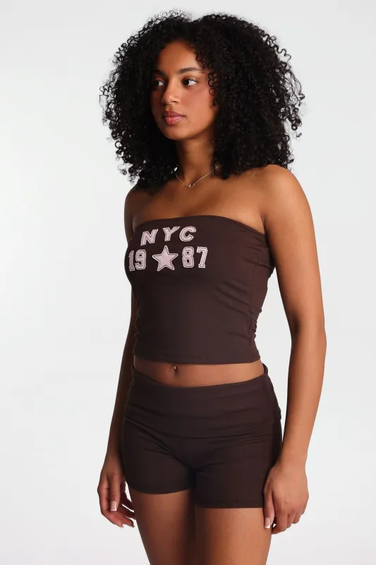 AERO NYC 1987 Star Patch Graphic Tube Top made by Aeropostale