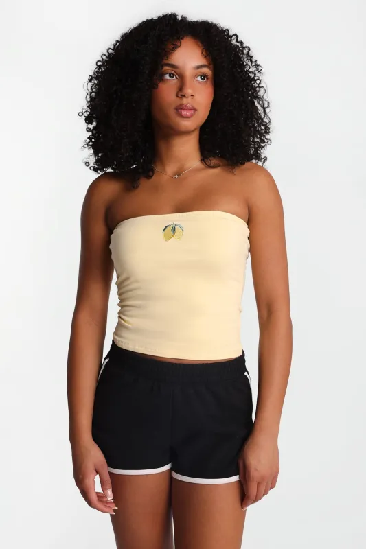AERO Lemons Embroidered Graphic Tube Top made by Aeropostale