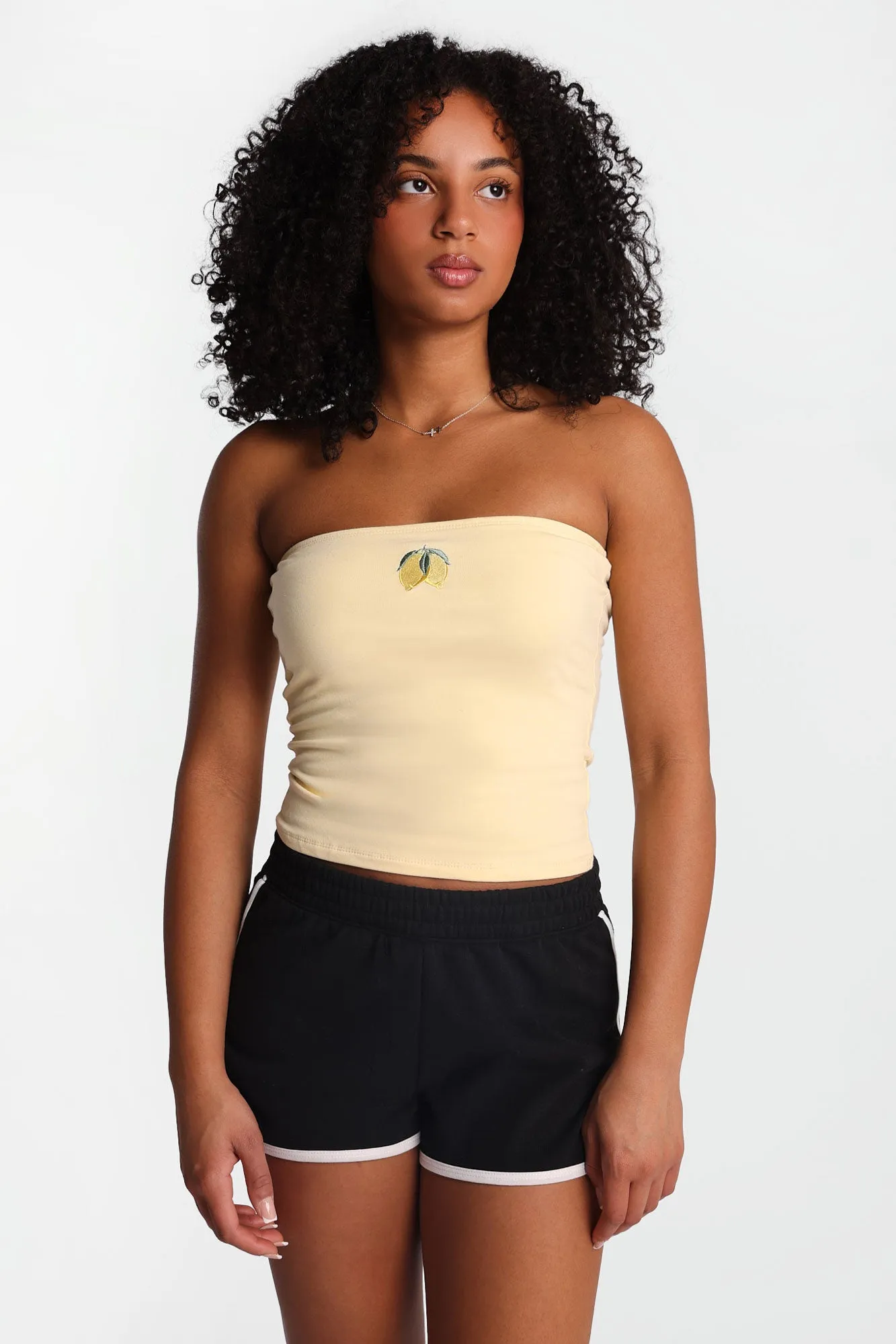 AERO Lemons Embroidered Graphic Tube Top sold by Bluenotes