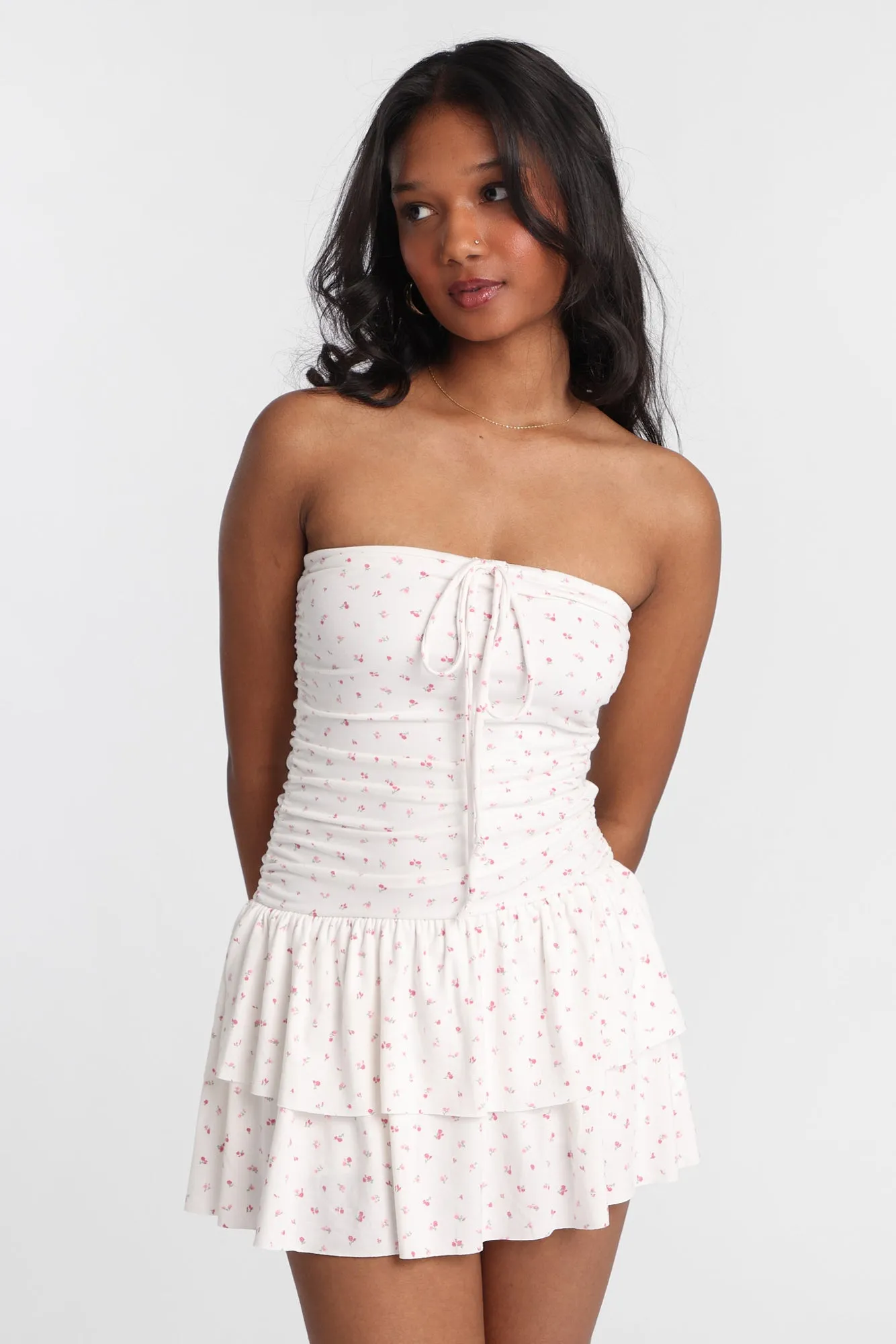 Knit Strapless Tiered Mini Dress sold by Bluenotes