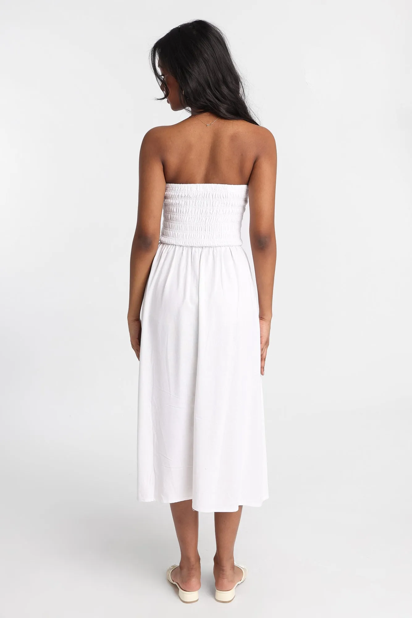 AERO Linen-Blend Strapless Midi Dress sold by Bluenotes product image thumbnail 4