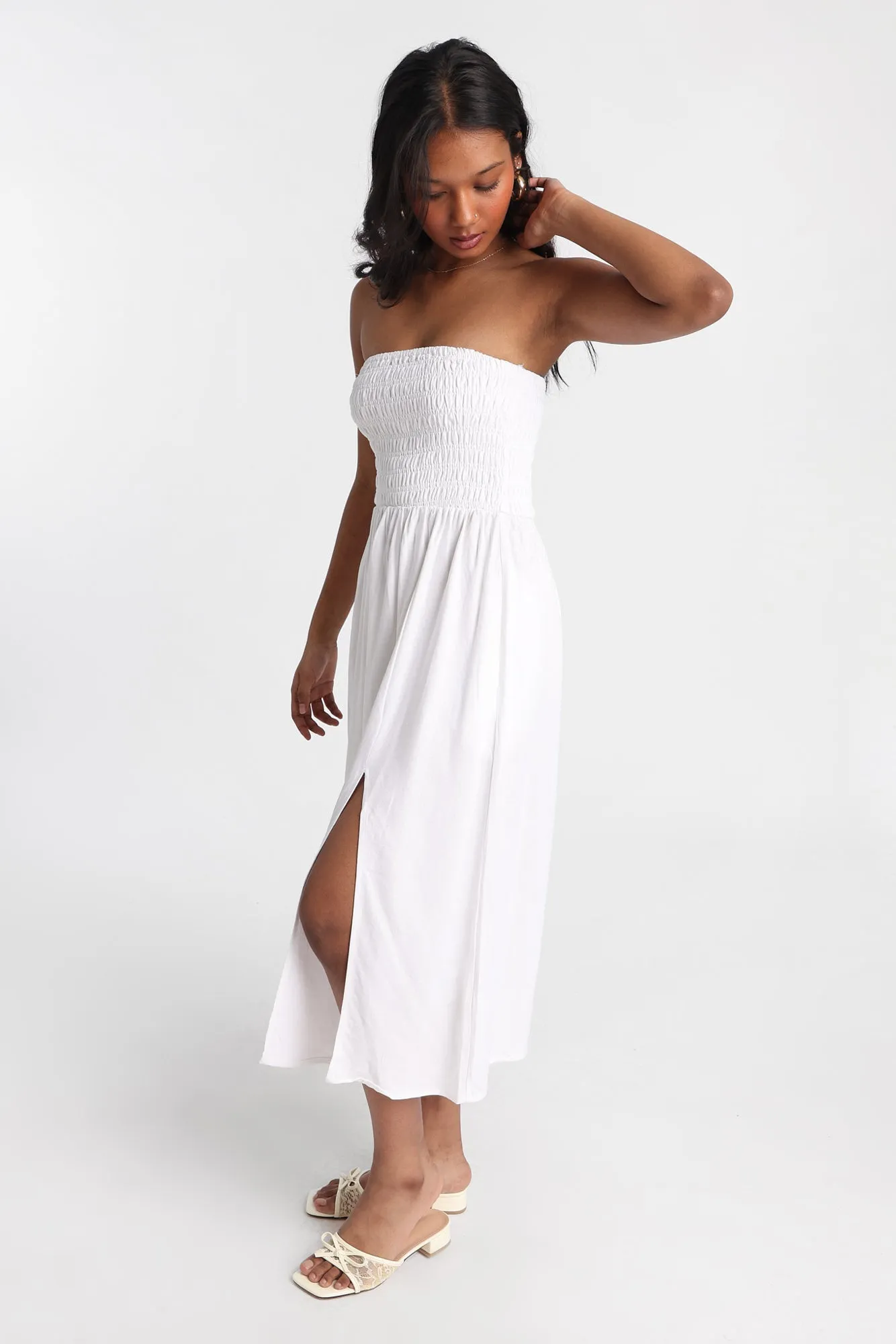 AERO Linen-Blend Strapless Midi Dress sold by Bluenotes product image thumbnail 5