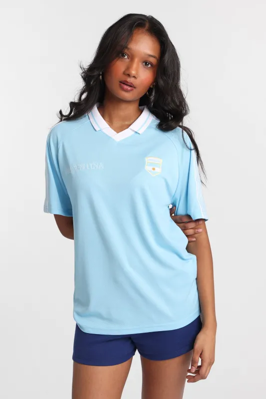 Argentina Embroidered Patch Soccer Jersey made by Bluenotes