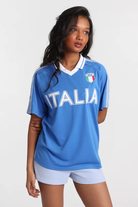 Italia Embroidered Patch Soccer Jersey made by Bluenotes