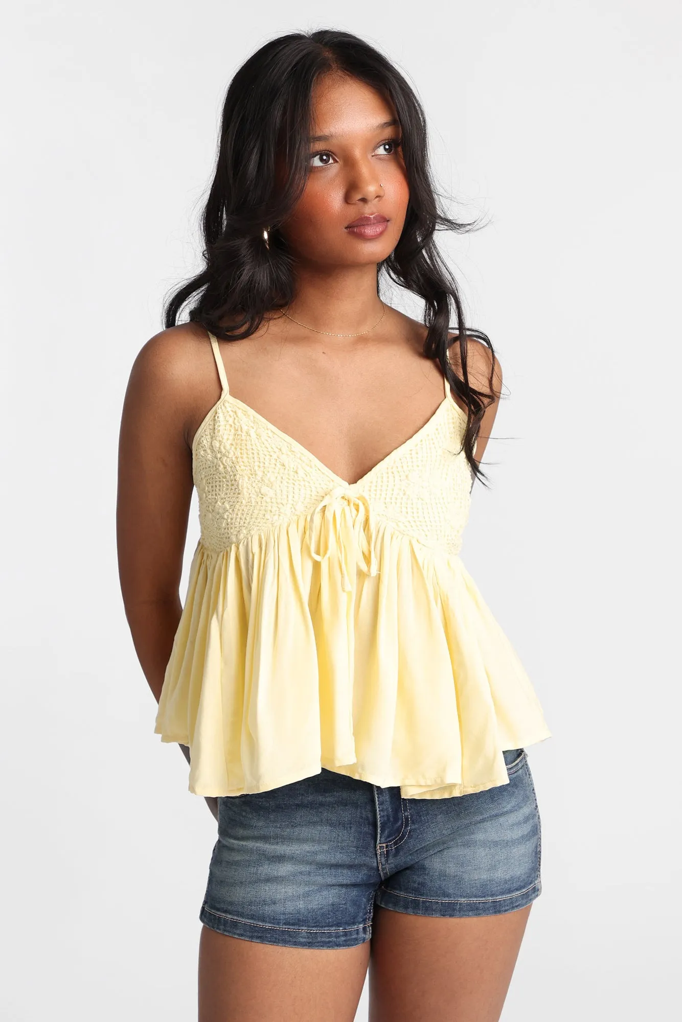 AERO Crochet Peplum Top sold by Bluenotes