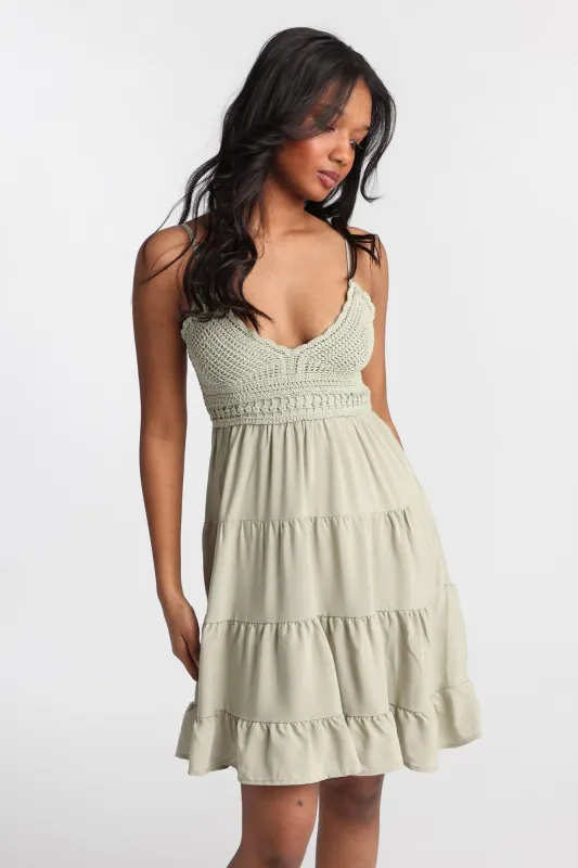 Crochet-Style Bodice Mini Dress made by Bluenotes
