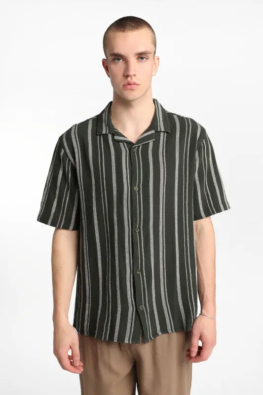 Striped Gauze Cotton Button-Up Shirt made by Bluenotes