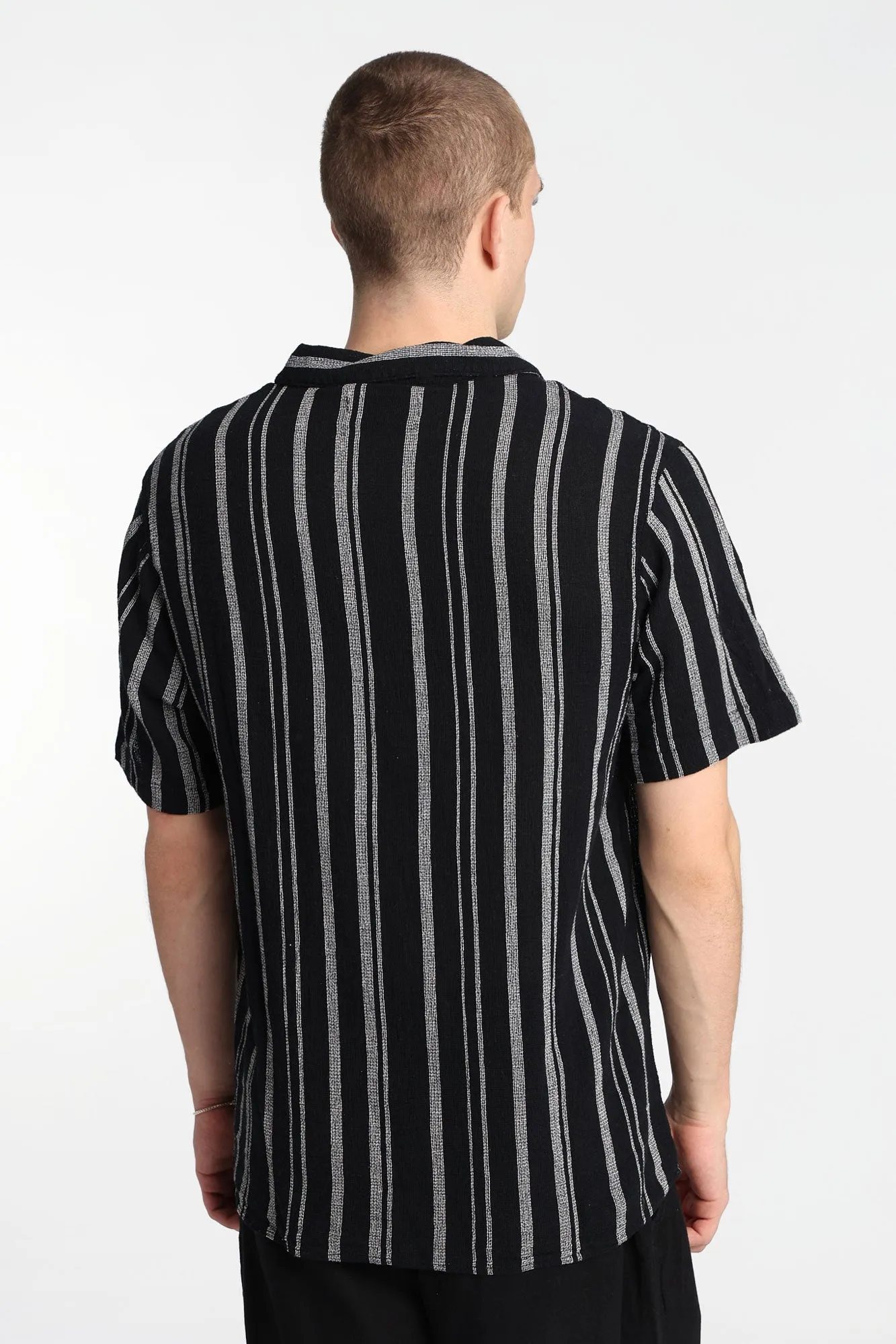 Striped Gauze Cotton Button-Up Shirt sold by Bluenotes product image thumbnail 4