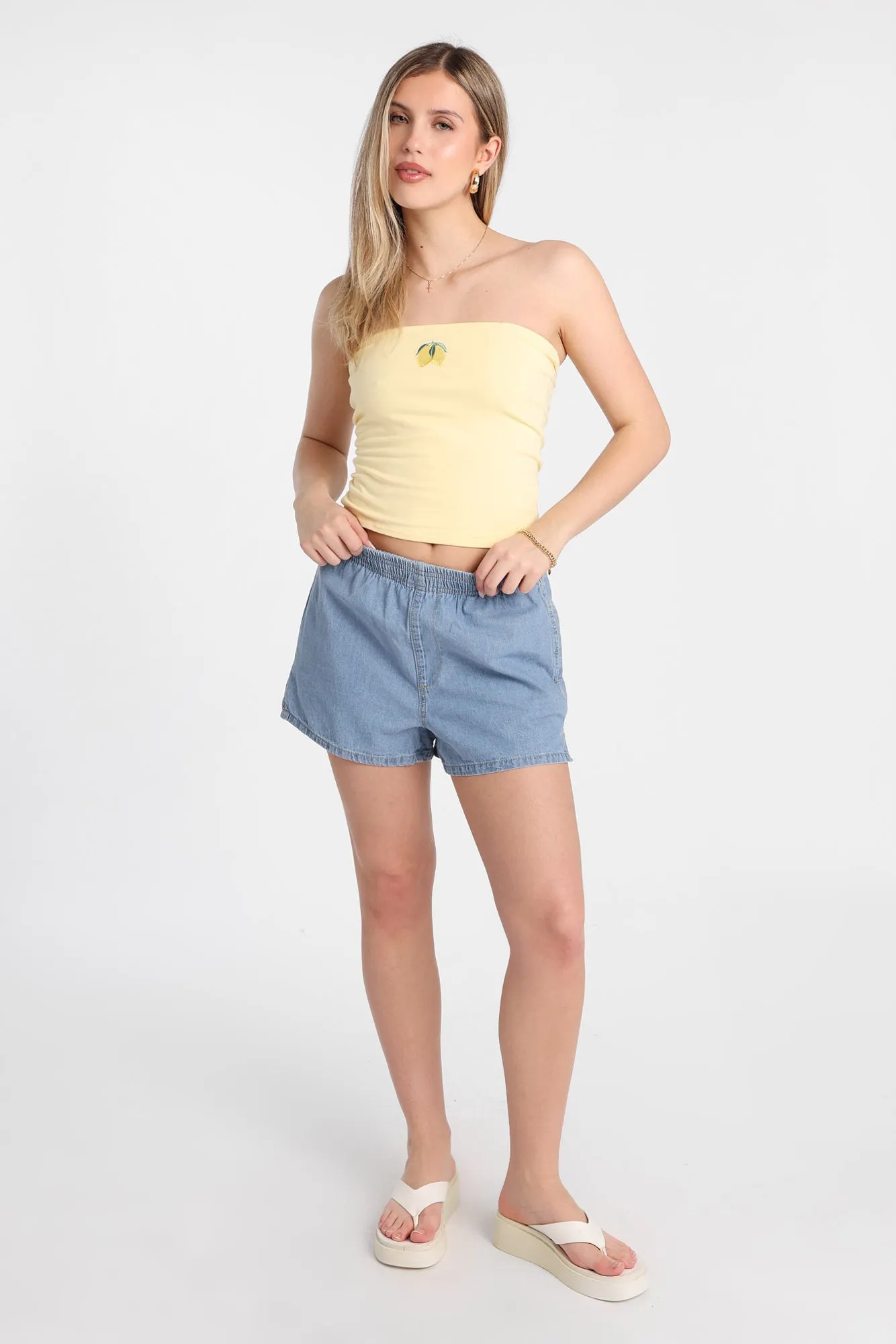 Low Rise Denim Pull-On Shorts sold by Bluenotes product image thumbnail 5