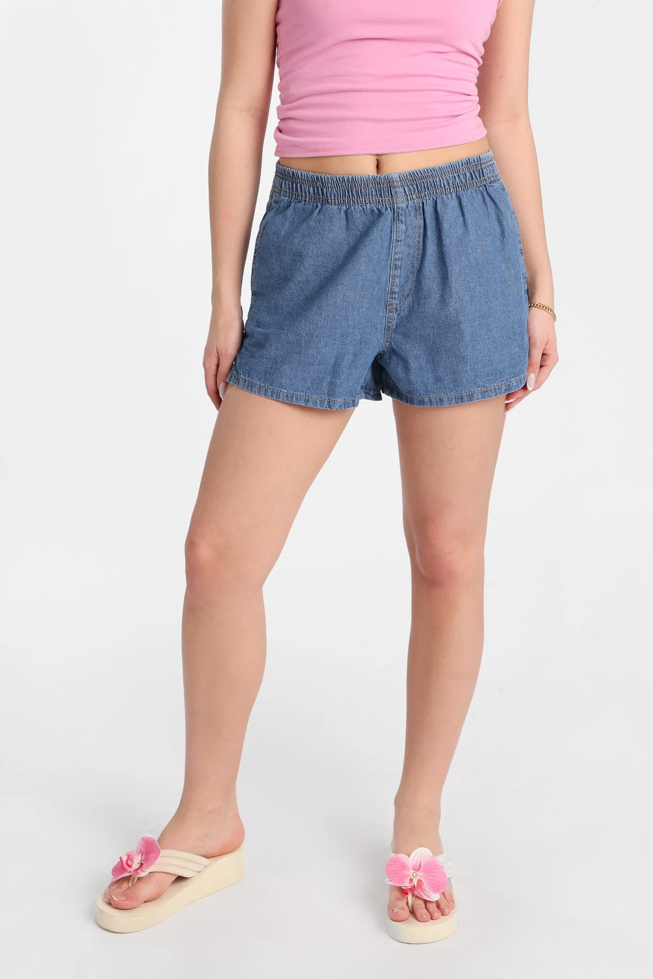 Low Rise Denim Pull-On Shorts sold by Bluenotes