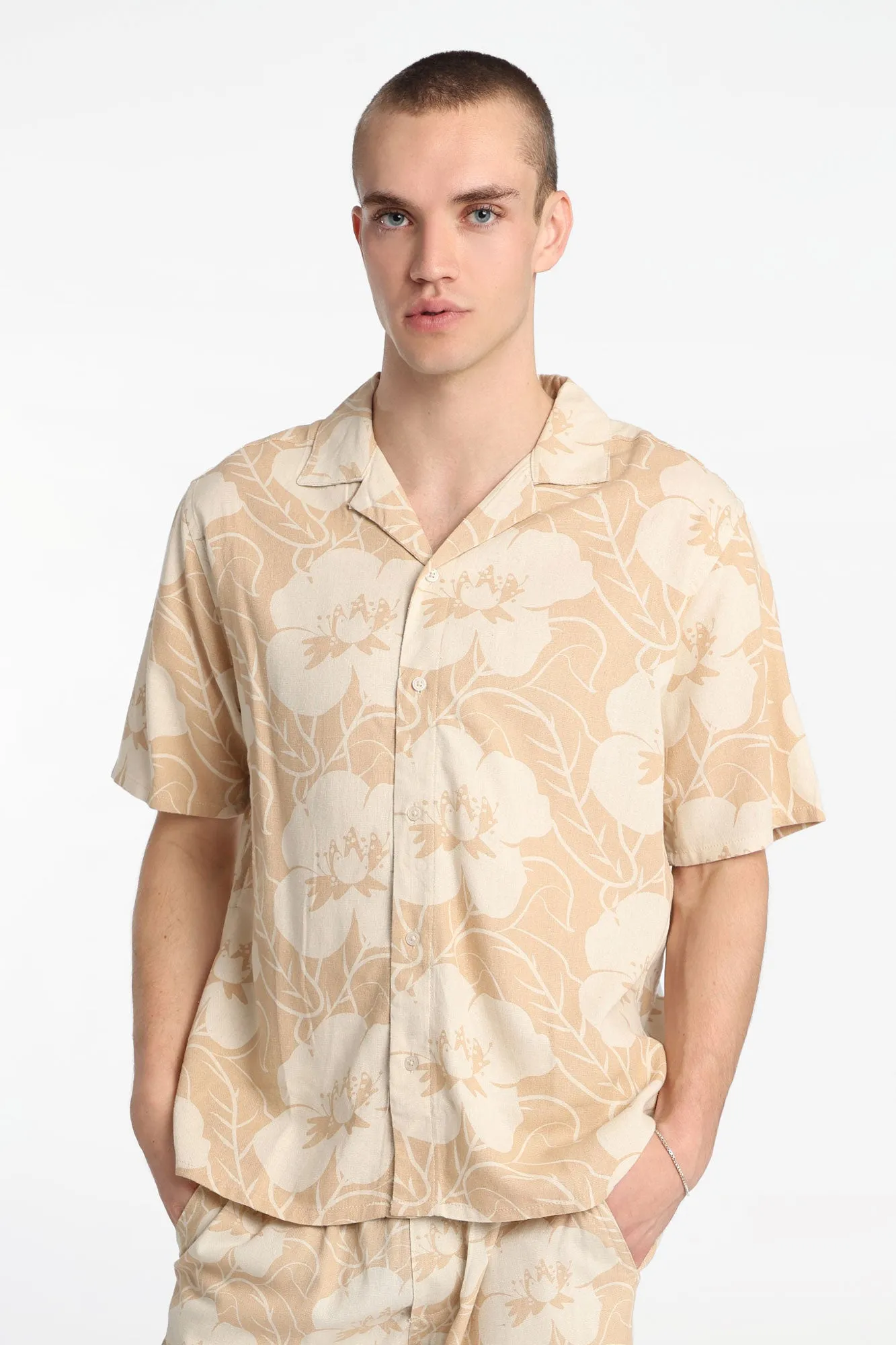 Linen-Blend Floral Button-Up Shirt sold by Bluenotes product image thumbnail 2