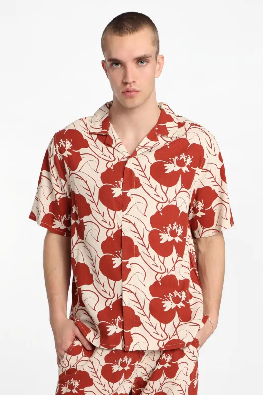 Linen-Blend Floral Button-Up Shirt made by Bluenotes