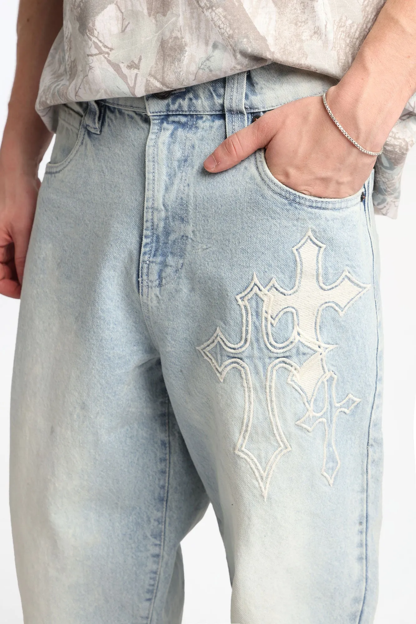 Cross Trio Embroidered Skater Jeans sold by Bluenotes
