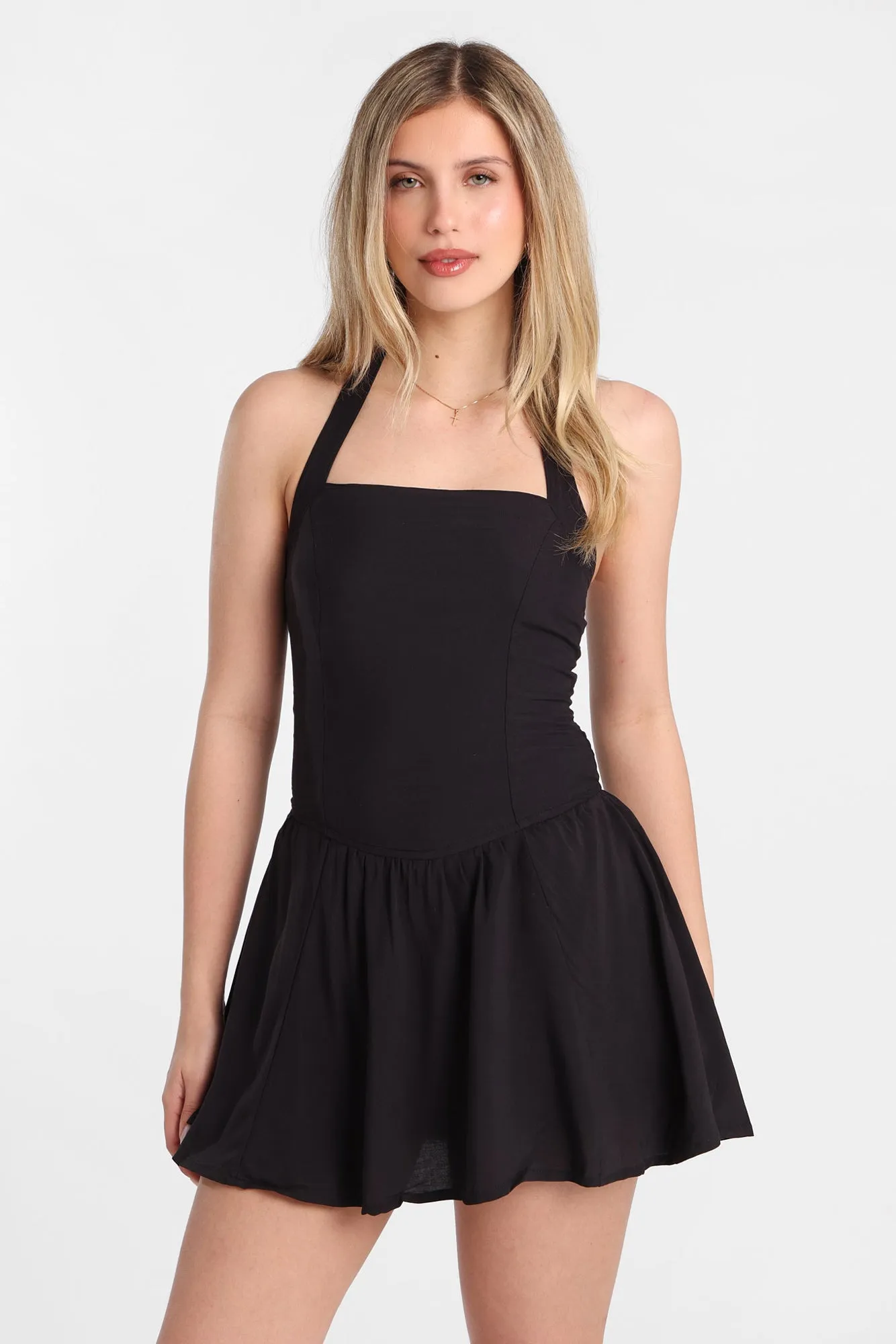 AERO Halter Neck Drop Waist Mini Dress sold by Bluenotes product image thumbnail 2