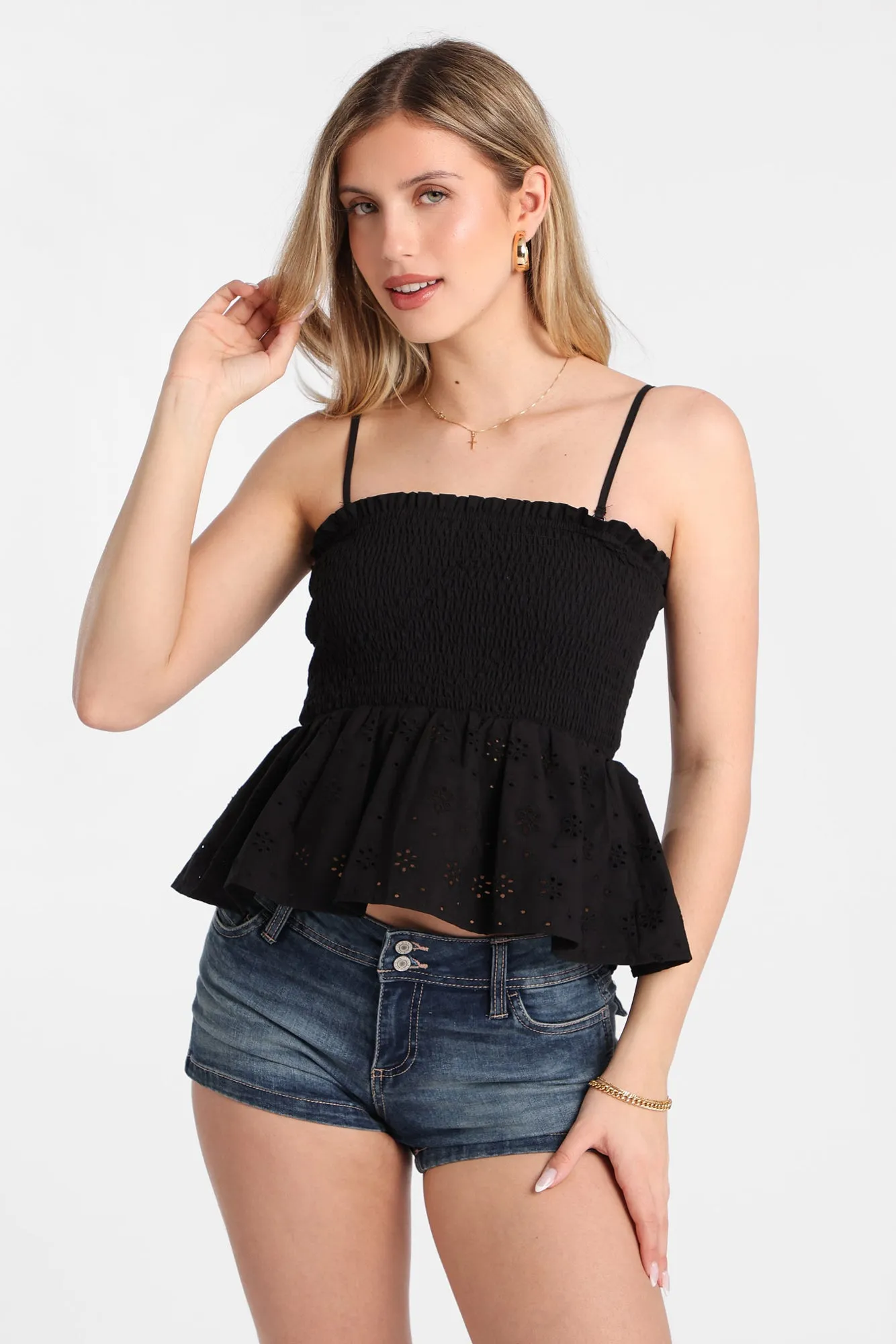 Cotton Eyelet Smocked Strapless Top sold by Bluenotes product image thumbnail 3
