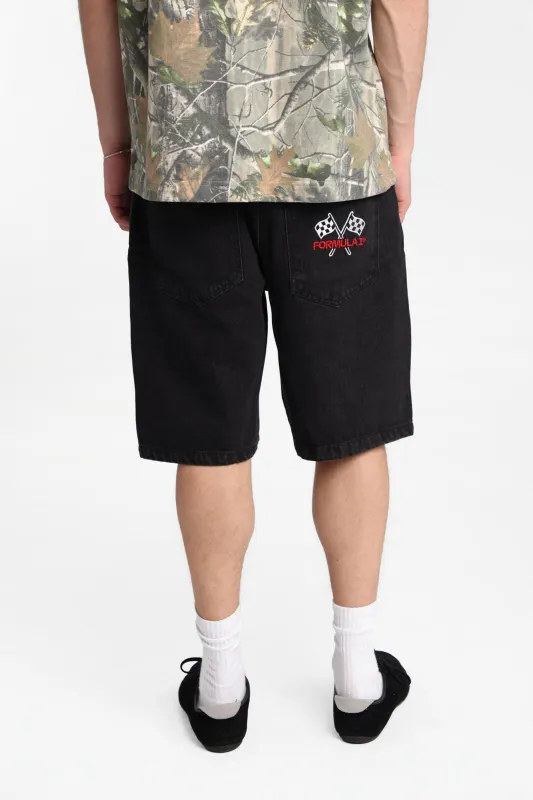 F1 Embroidered Patch Loose Denim Shorts made by Aeropostale