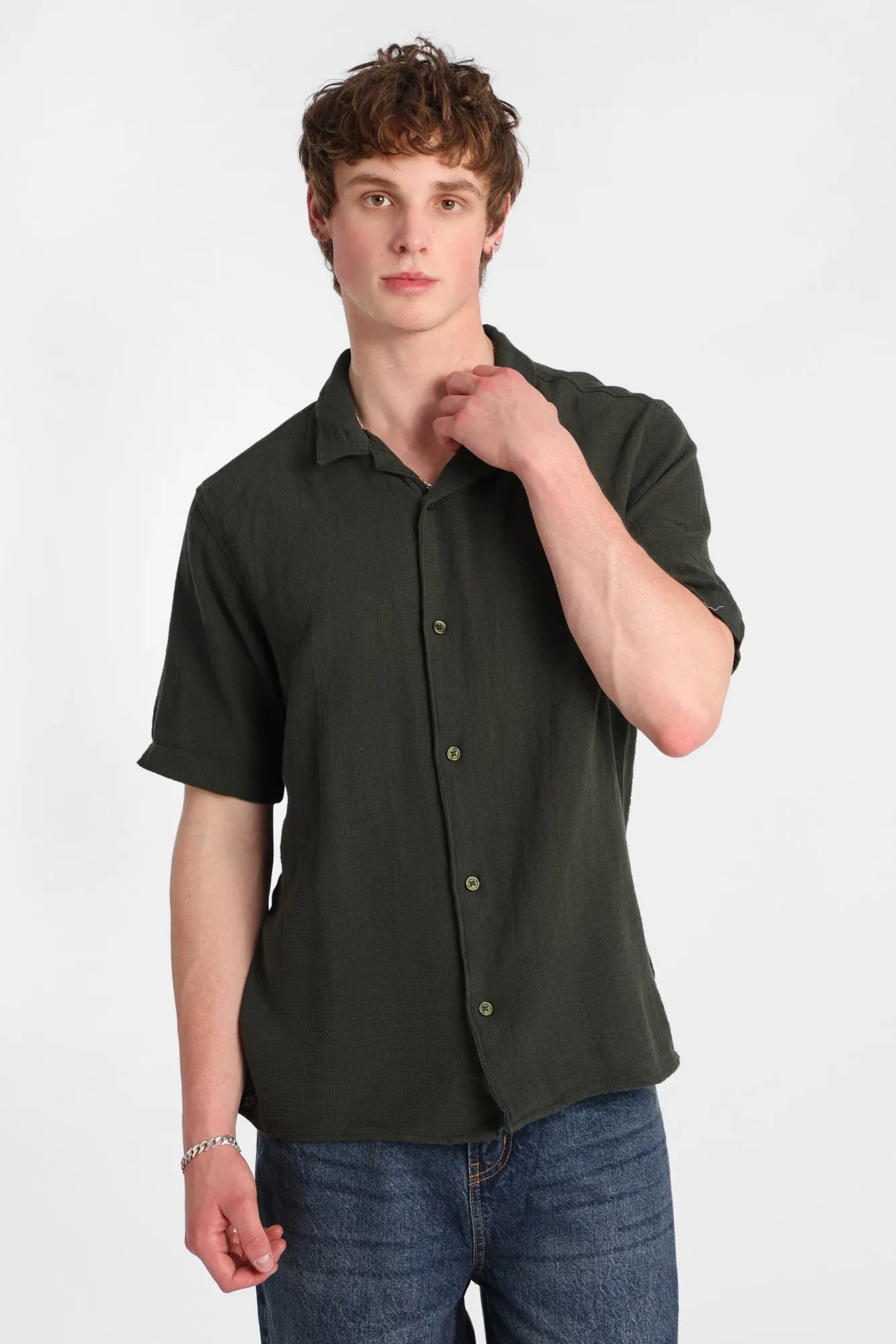 Cotton Gauze Button-Up Shirt sold by Bluenotes