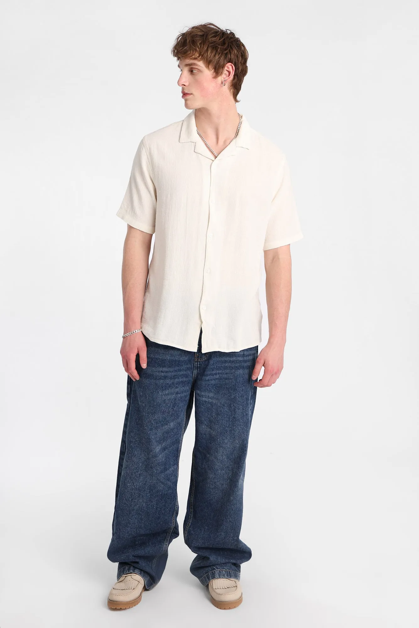 Cotton Gauze Button-Up Shirt sold by Bluenotes product image thumbnail 5