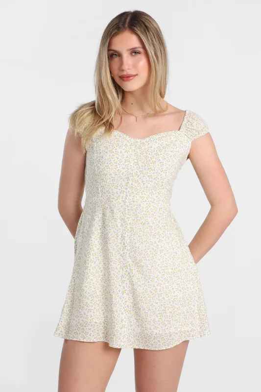 Button-Front Mini Dress made by Bluenotes