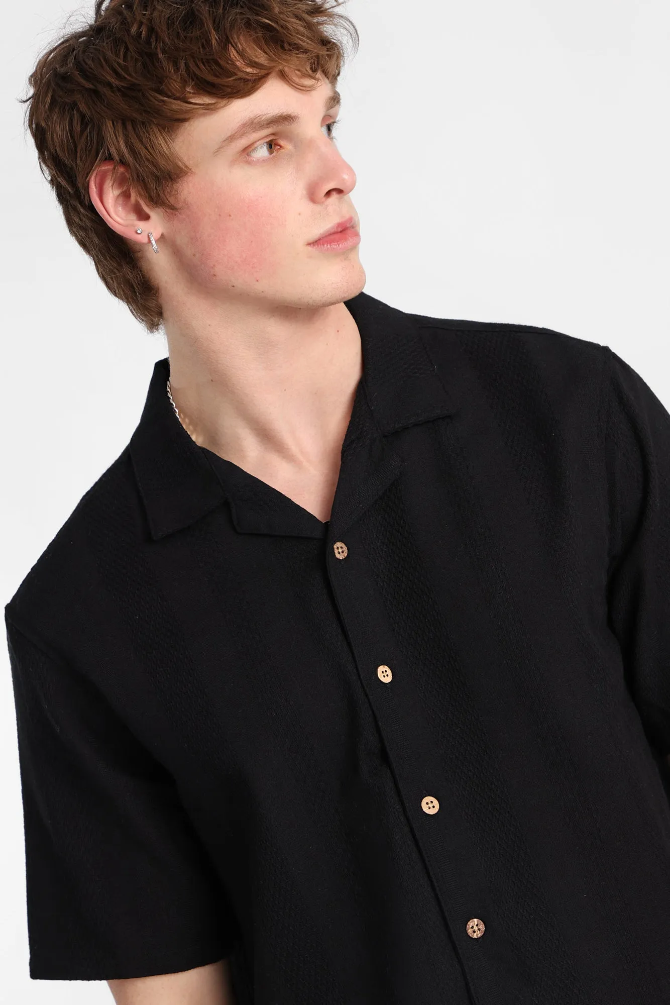 Textured Vertically Striped Short Sleeve Shirt sold by Bluenotes product image thumbnail 3