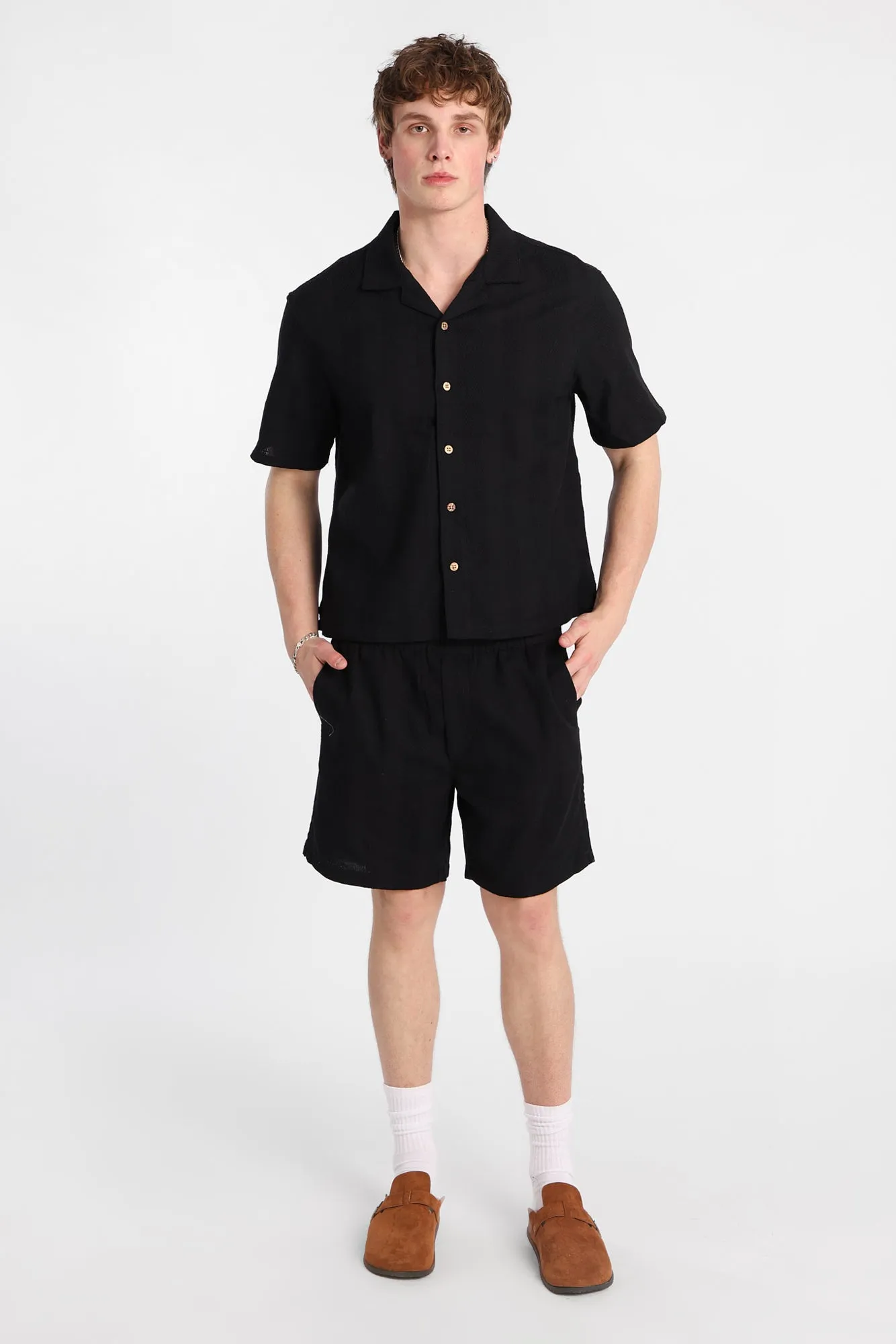 Textured Vertically Striped Short Sleeve Shirt sold by Bluenotes product image thumbnail 5