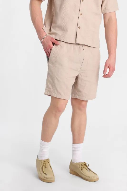Textured Vertically Striped Shorts made by Bluenotes