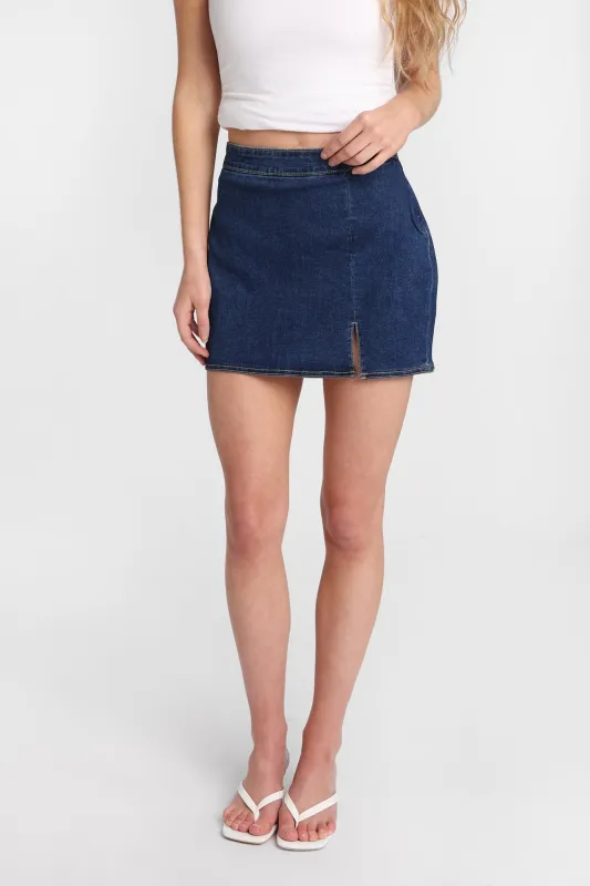 High Rise Denim Skort made by Bluenotes