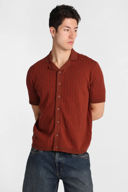 Textured Geometric Short Sleeve Shirt made by Aeropostale