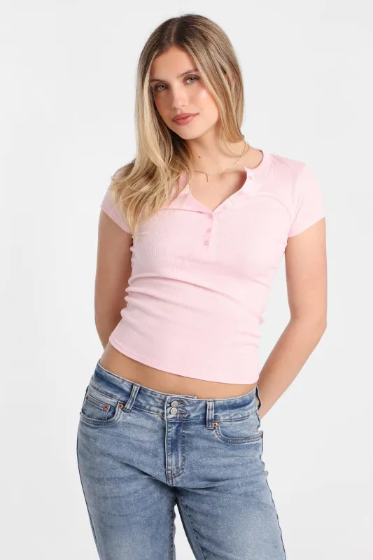 AERO Butterysoft Ribbed Knit Henley Tee made by Aeropostale