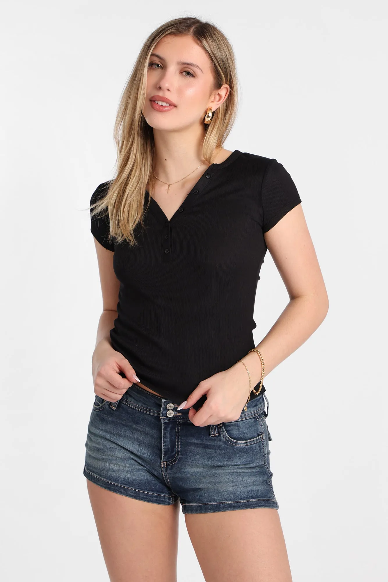 AERO Butterysoft Ribbed Knit Henley Tee sold by Bluenotes product image thumbnail 2