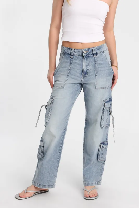 AERO Super High Rise D-Ring Baggy Cargo Jeans made by Aeropostale