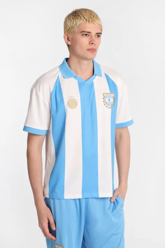 Argentina 10 Graphic Oversized Polo Soccer Jersey made by Bluenotes