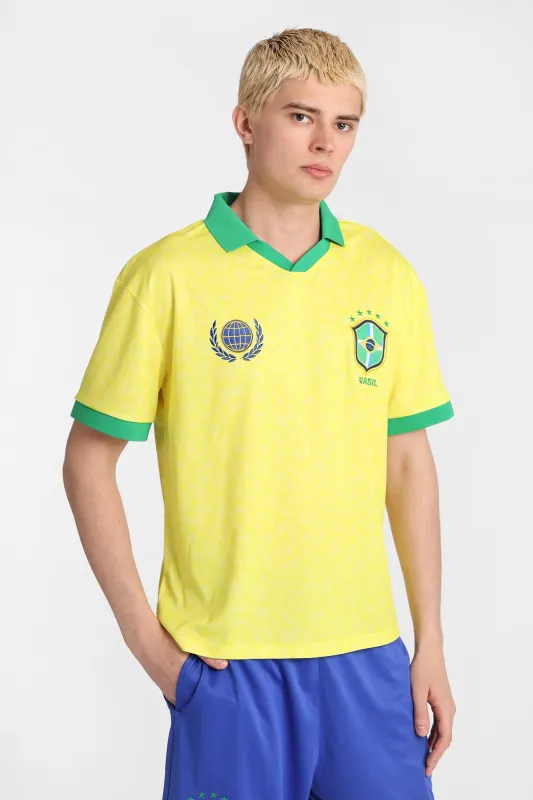 Brasil 10 Graphic Oversized Polo Soccer Jersey made by Bluenotes