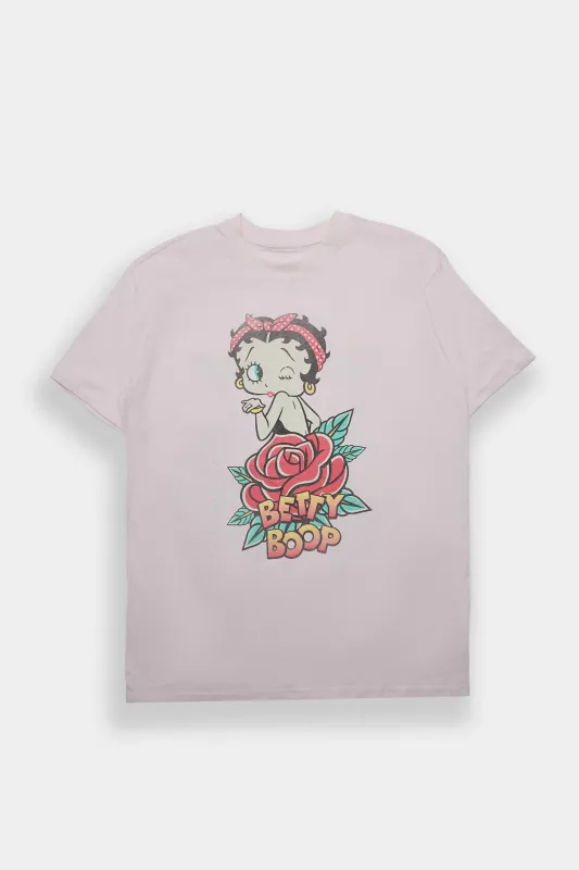 Betty Boop Rose Graphic Boyfriend Tee made by Bluenotes