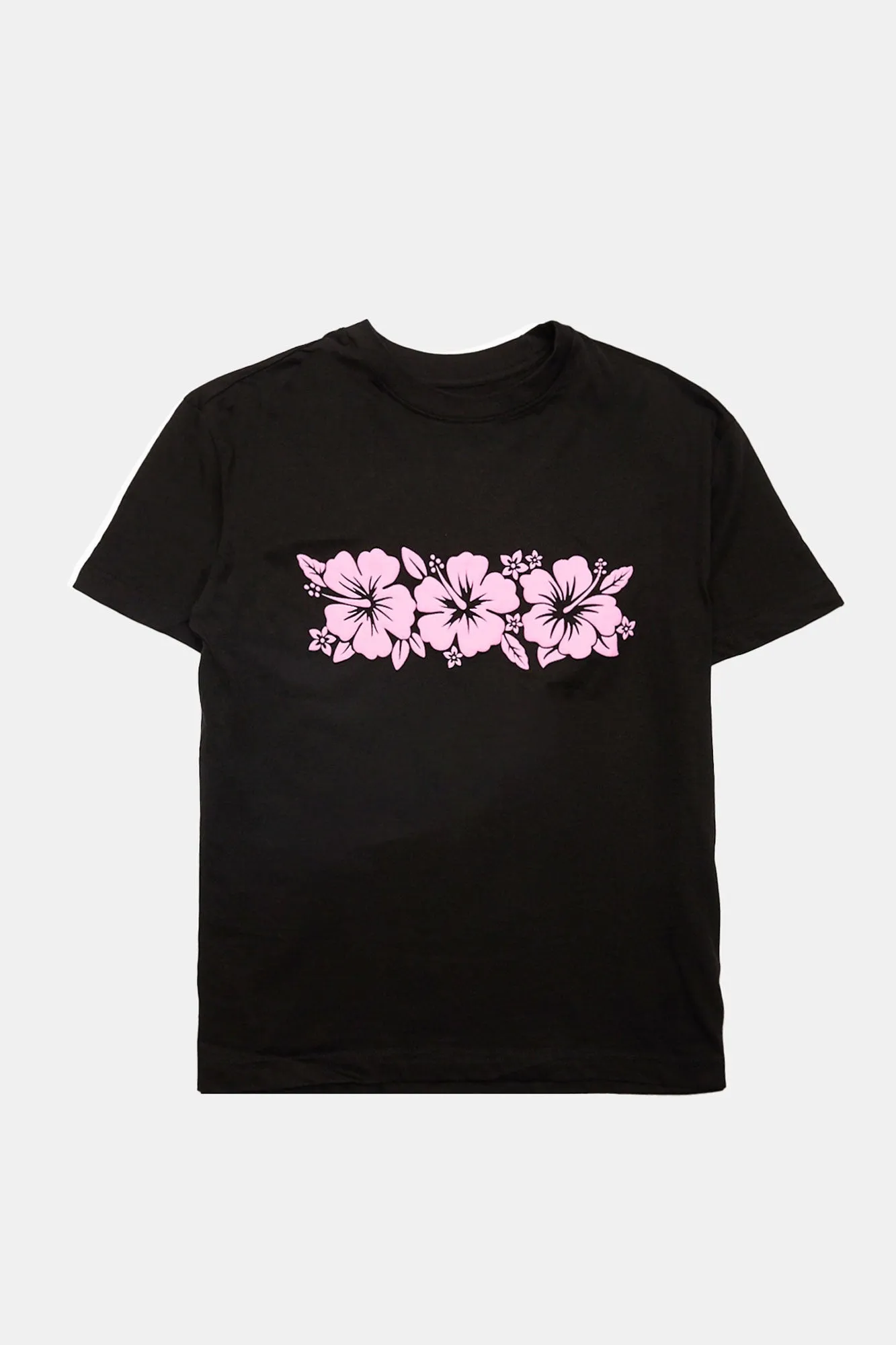 Hibiscus Puff Print Graphic Boyfriend Tee sold by Bluenotes