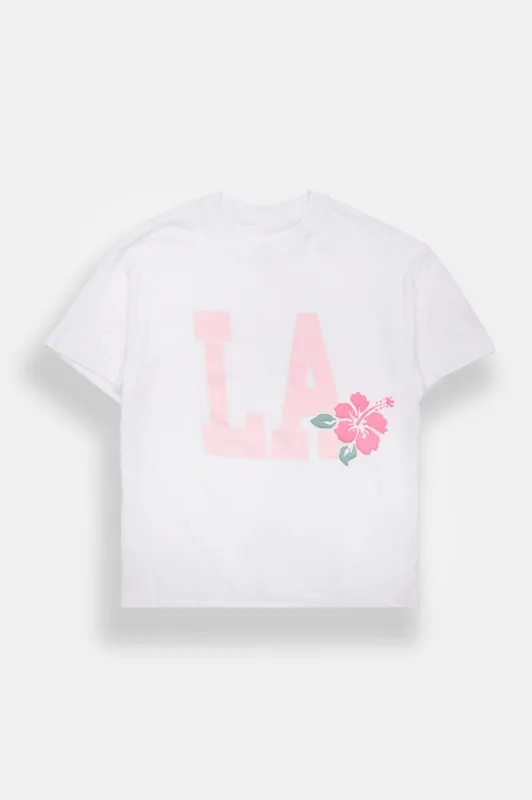 LA Hibiscus Graphic Boyfriend Tee made by Bluenotes