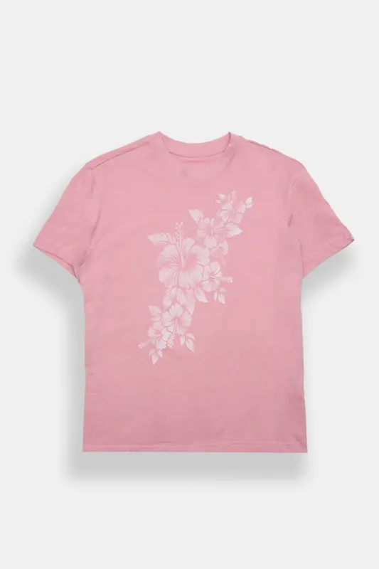Hibiscus Graphic Boyfriend Tee made by Bluenotes